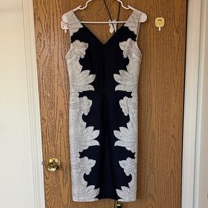 Banana Republic Black and Cream Midi Dress